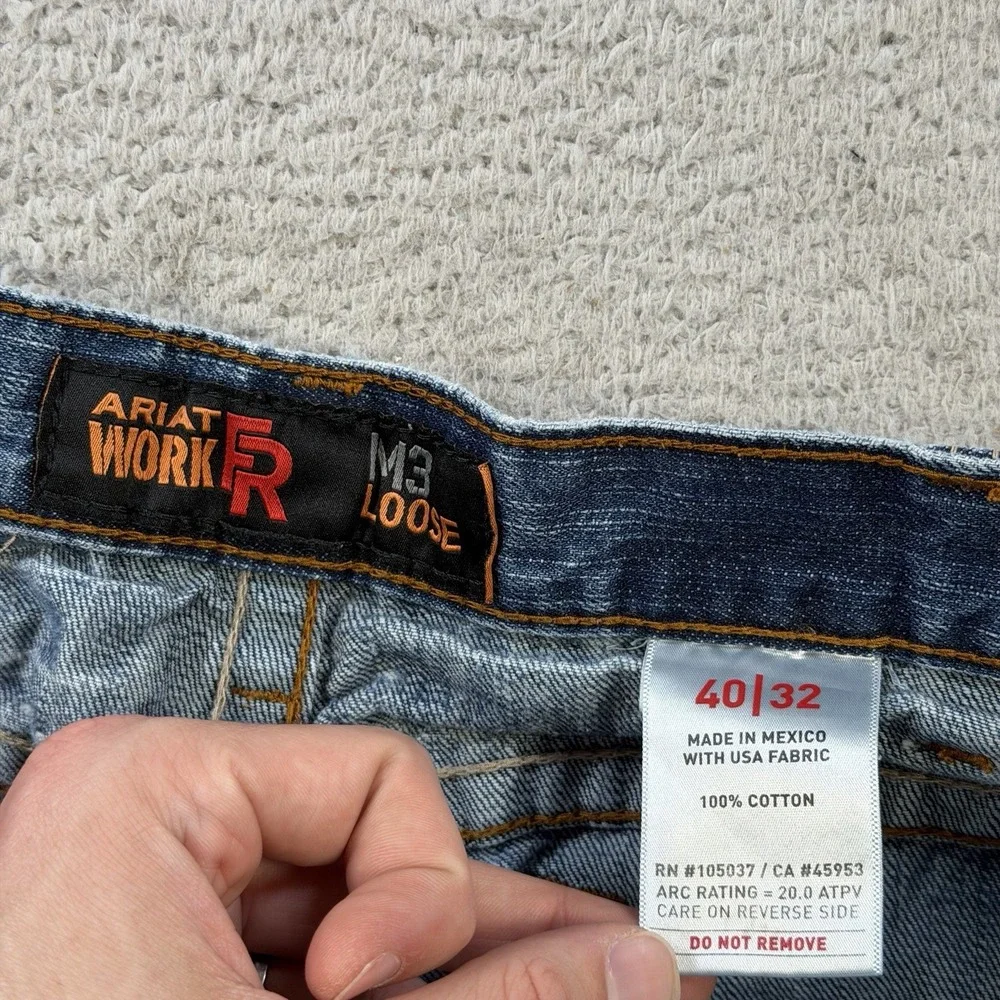 Ariat FR Jeans Men 40x32 Blue Denim M3 Loose Cowboy Flame Resistant Work Rodeo
